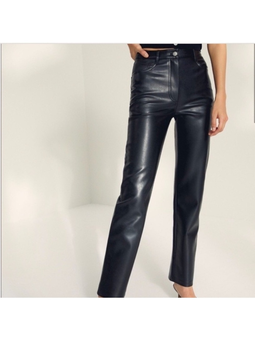 Artizia Wilfred The Melina Vegan Leather Pants in Black Sz 6 - Picture 3 of 11